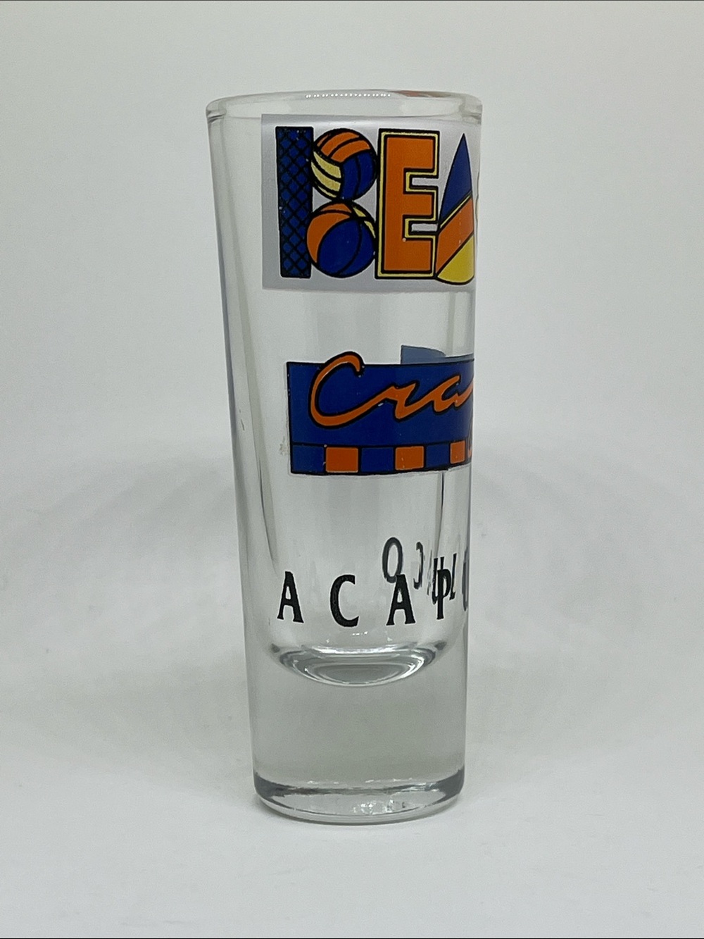 Acapulco Beach Crazy Colorful Shot Glass - Blue & Orange